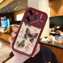 HONTINGA Tecno Pova 6  ile Uyumlu Kılıfı Düşüme Önleyici Basitlik Anti Düşme Kamera Korumali Kelebek Bordo Desen Yumuşak Silikon Telefon Kılıfı Kadın ve Erkek Için Uygundur K2-7226