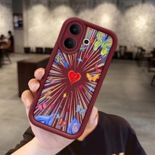 HONTINGA Vıvo V60 Lite  ile Uyumlu Kılıfı Düşüme Önleyici Basitlik Anti Düşme Kamera Korumali Kalp Bordo Desen Yumuşak Silikon Telefon Kılıfı Kadın ve Erkek Için Uygundur K2-7233
