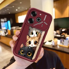 HONTINGA Tecno Pova 6  ile Uyumlu Kılıfı Düşüme Önleyici Basitlik Anti Düşme Kamera Korumali Kedi Bordo Desen Yumuşak Silikon Telefon Kılıfı Kadın ve Erkek Için Uygundur K2-7154