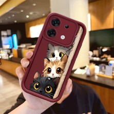HONTINGA Infinix Zero 30 5g  ile Uyumlu Kılıfı Düşüme Önleyici Basitlik Anti Düşme Kamera Korumali Kedi Bordo Desen Yumuşak Silikon Telefon Kılıfı Kadın ve Erkek Için Uygundur K2-7154