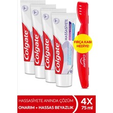 Colgate Onarıcı Hassasiyete Anında Çözüm Diş Macunu 75 ml x4 Diş Eti Bakımı Özelliği+Fırça Kabı