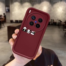 HONTINGA Vivo X300 Pro ile Uyumlu Kılıfı Düşüme Önleyici Basitlik Anti Düşme Kamera Korumali Panda Bordo Desen Yumuşak Silikon Telefon Kılıfı Kadın ve Erkek Için Uygundur K2-7041