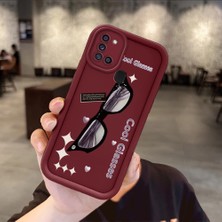 HONTINGA Samsung Galaxy A21S ile Uyumlu Kılıfı Düşüme Önleyici Basitlik Anti Düşme Kamera Korumali Gözlük Bordo Desen Yumuşak Silikon Telefon Kılıfı Kadın ve Erkek Için Uygundur K2-7068
