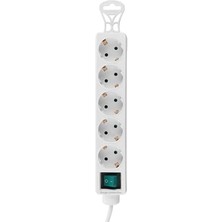 Teknocan Marketing 2500WATT Çocuk Korumalı 1.5mt 5'li Akım Korumalı Priz (Bakır) SPG-F05 Beyaz