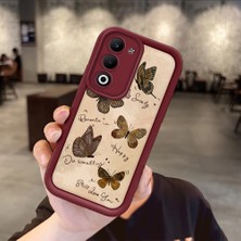 HONTINGA Oppo A5 5g ile Uyumlu Kılıfı Düşüme Önleyici Basitlik Anti Düşme Kamera Korumali Kelebek Bordo Desen Yumuşak Silikon Telefon Kılıfı Kadın ve Erkek Için Uygundur K2-7226