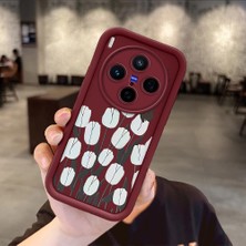 HONTINGA Vivo X300 ile Uyumlu Kılıfı Düşüme Önleyici Basitlik Anti Düşme Kamera Korumali Çiçek Bordo Desen Yumuşak Silikon Telefon Kılıfı Kadın ve Erkek Için Uygundur K2-7044