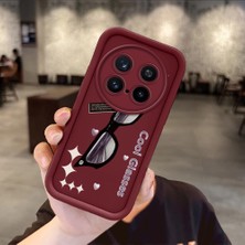 HONTINGA Vivo X200 Pro ile Uyumlu Kılıfı Düşüme Önleyici Basitlik Anti Düşme Kamera Korumali Gözlük Bordo Desen Yumuşak Silikon Telefon Kılıfı Kadın ve Erkek Için Uygundur K2-7068