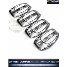 Otokap Universal Citroen Jumper 2025-2026 Model Uyumlu Abs Paslanmaz Krom Düğmeli Kapı Kolu Seti 4 Adet