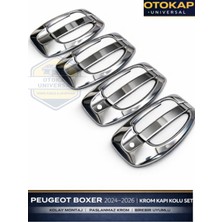 Otokap Universal Peugeot Boxer 2024-2026 Model Uyumlu Abs Paslanmaz Krom Düğmeli Kapı Kolu Seti 4 Adet