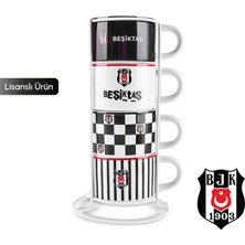 Karaca x Beşiktaş  Lisanslı 4 Kişilik Standlı Çay Fincan Takımı 180 ml