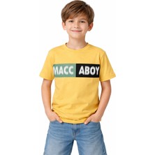 Akku Erkek Çocuk Maccaboy Yazı Desenli Sarı Renk Kısa Kol Tişört