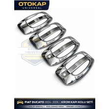 Otokap Universal Fiat Ducato 2024-2026 Model Uyumlu Abs Krom Düğmeli Kapı Kolu Seti 4 Adet
