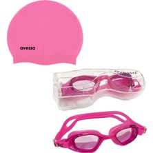 Avessa Yetişkin Yüzücü Gözlükleri Pembe Silikon Malzeme ile Anti Fog Özellikli Set
