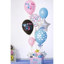 Eng Parti Dünyası Balon Standı - Cinsiyet Balon Standı Pembe Mavi Baby Shower Masaüstü Dekor Kutu (Balonsuz)