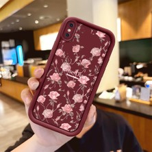 HONTINGA iPhone x ile Uyumlu Kılıfı Düşüme Önleyici Basitlik Anti Düşme Kamera Korumali Çiçek Bordo Desen Yumuşak Silikon Telefon Kılıfı Kadın ve Erkek Için Uygundur K2-7044