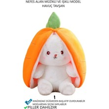 Brother Toys Oyuncak Peluş Nefes Alan Tavşan Havuç Sesli ve Işıklı Uyku Arkadaşı Sevgiliye Özel Hediye Fermuarlı 38 Cm.