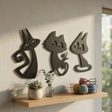 Ay Işığı Store 3’lü Dekoratif Kedi Duvar Tablosu