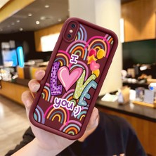 HONTINGA iPhone x ile Uyumlu Kılıfı Düşüme Önleyici Basitlik Anti Düşme Kamera Korumali Kalp Bordo Desen Yumuşak Silikon Telefon Kılıfı Kadın ve Erkek Için Uygundur K2-7233