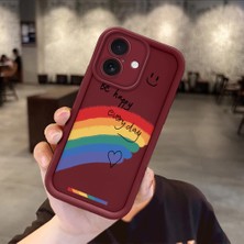 HONTINGA iPhone 17 ile Uyumlu Kılıfı Düşüme Önleyici Basitlik Anti Düşme Kamera Korumali Gülümser Bordo Desen Yumuşak Silikon Telefon Kılıfı Kadın ve Erkek Için Uygundur K2-7060