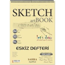 Teknocan Marketing Sahra A4 Spiralli Eskiz Defteri – 50 Yaprak, 90 gr Ince Dokulu Ivory Kağıt