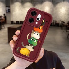 HONTINGA Oppo Reno 14 Pro 5g  ile Uyumlu Kılıfı Düşüme Önleyici Basitlik Anti Düşme Kamera Korumali Kedi Bordo Desen Yumuşak Silikon Telefon Kılıfı Kadın ve Erkek Için Uygundur K2-7154
