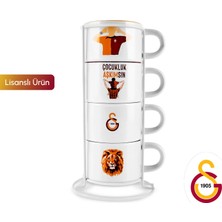 Karaca x Galatasaray  Lisanslı 4 Kişilik Standlı Çay Fincan Takımı 180 ml