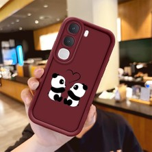 HONTINGA Vıvo Y31 5g  ile Uyumlu Kılıfı Düşüme Önleyici Basitlik Anti Düşme Kamera Korumali Panda Bordo Desen Yumuşak Silikon Telefon Kılıfı Kadın ve Erkek Için Uygundur K2-7223
