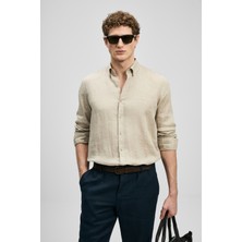 Lufian Pitaya Erkek Keten Gömlek Comfort Fit Bej
