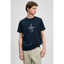 Lufian Sımbad Modern Grafik T- Shirt Lacivert