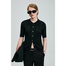 Lufian Dına Kadın Triko Gömlek Siyah