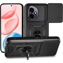 Honor 400 Kılıf Magnetik Standlı Kamera Korumalı Zore Sürgülü Vega Kapak - Siyah