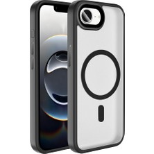 iPhone 17E Kılıf Mat Arka Yüzey Wireless Şarj Özellikli Zore Flet M-Safe Kapak - Siyah