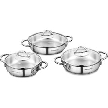 Korkmaz Düz Tava 20 cm Paslanmaz Çelik Malzemeden 6 Parça Tombik Omlet Seti