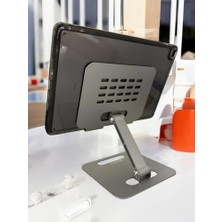 Teknocan Marketing Tablet Standı Katlanabilir Alüminyum Alaşımlı Yüksek Dayanıklı Malzeme Kaymaz Ayarlanabilir Çok Amaçlı Fonkiyonel iPad Uyumlu Stant Np-T1