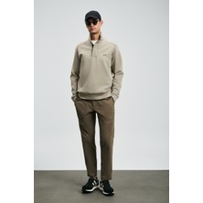 Lufian Tom Fashion Erkek Chino Pantolon Slim Fit Toprak