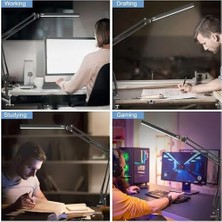 Teknocan Marketing LED Klipsli Masa Lambası - Göz Bakımı 3 Işık Modu x 10 Parlaklık Seviyeleri Masa Lambası - Siyah