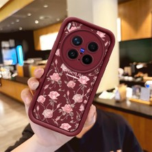 HONTINGA Vivo X300 Pro ile Uyumlu Kılıfı Düşüme Önleyici Basitlik Anti Düşme Kamera Korumali Çiçek Bordo Desen Yumuşak Silikon Telefon Kılıfı Kadın ve Erkek Için Uygundur K2-7044