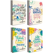 Teknocan Marketing Grafiti Desenli Spiralli Defter, A4, 80 Yaprak, 70G Kağıt, Çizgili, Dayanıklı Kapak, Kolay Açılan Spiral Cilt, Asorti Renkler