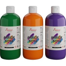 Teknocan Marketing Yeşil, Mor, Turuncu Akrilik Boya 3'lü Set 3X500 gr