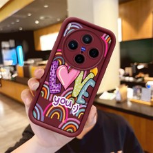 HONTINGA Vivo X300 ile Uyumlu Kılıfı Düşüme Önleyici Basitlik Anti Düşme Kamera Korumali Kalp Bordo Desen Yumuşak Silikon Telefon Kılıfı Kadın ve Erkek Için Uygundur K2-7233