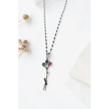 Luna Jewelry Kadın Renkli Zirkon Taşlı Balonlu Kız Model 316 L Çelik Kolye