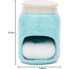 Teknocan Marketing Fox Run Süngerli Seramik Mason Kavanoz Tutucu, 8,9 x 8,9 x 12,7 Cm, Mavi