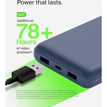 Teknocan Marketing USB C Taşınabilir Şarj Cihazı 20000 Mah, USB Tip C Giriş Çıkış Bağlantı Noktalı 20K Güç Bankası Için USB C - A Kablosu Dahil 2 USB A Bağlantı Noktası – Mavi