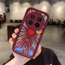 HONTINGA Vivo X200 Pro ile Uyumlu Kılıfı Düşüme Önleyici Basitlik Anti Düşme Kamera Korumali Kalp Bordo Desen Yumuşak Silikon Telefon Kılıfı Kadın ve Erkek Için Uygundur K2-7233