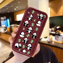 HONTINGA iPhone Xs ile Uyumlu Kılıfı Düşüme Önleyici Basitlik Anti Düşme Kamera Korumali Panda Bordo Desen Yumuşak Silikon Telefon Kılıfı Kadın ve Erkek Için Uygundur K2-7041