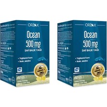 Orzax Ocean 500 Mg Saf Balık Yağı 60 Kapsül Trigliserid Formda Balık Jelatini İçeren 2'li Paket