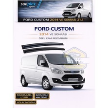 Sunplex Ford Custom 2014 ve Sonrası Cam Rüzgarlığı Takım 2'li Takım Rüzgar Kesici, Yağmur Önleyici Uyumlu