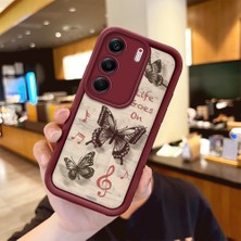 HONTINGA Tecno Camon 40 ile Uyumlu Kılıfı Düşüme Önleyici Basitlik Anti Düşme Kamera Korumali Kelebek Bordo Desen Yumuşak Silikon Telefon Kılıfı Kadın ve Erkek Için Uygundur K2-7226