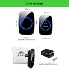 Teknocan Marketing Kablosuz Uzaktan Kumandalı Kapı Zili Mavi LED Işıklı 60 Melodi 300 M Menzil Ev Ofis Depo, Logosuz Tasarım, Hasta Yaşlı ve Bakıma Muhtaçlar Için Acil Çağrı Butonu, Tak Çalıştır, Siyah