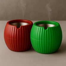 Teknocan Marketing Store Dekoratif Içi Metal Hazneli Küllük, Rüzgar Geçirmez, Masa Üstü ve Bahçe Kullanımı, Şık Tasarım, Sigara Küllüğü (2 Adet)